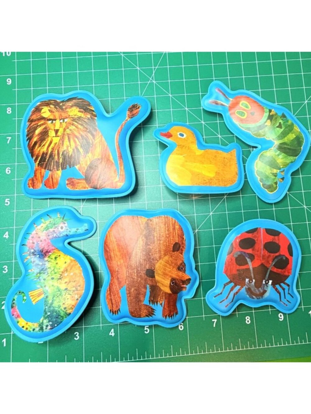 Phidal Eric Carle Animal Puffy Bath Tub Toys Lot of 6 Suction Cup Story Telling